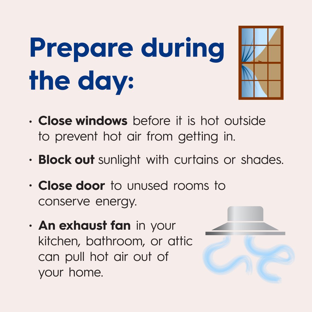 MyLA311's tweet photo. Heat waves are dangerous and exhausting, especially when it’s too hot to sleep well at night. Your body needs to cool down and rest at night. Here are some things you can do to cool your home and improve your sleep quality. Learn more at https://t.co/cLAwqfzu4v https://t.co/TqGwtO02PH
