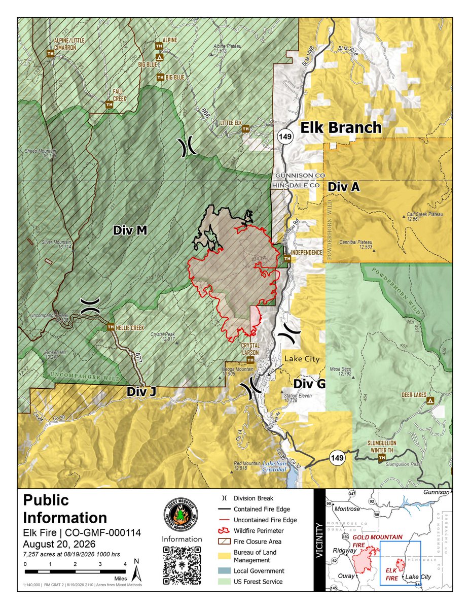 NWS_IMET_OPS's tweet photo. . @NWStulsa IMET en route to #ElkFire near Lake City, CO #COwx #COfires @NWSGJT @GMUG_NF https://t.co/j3Kj9cojuq Map courtesy @inciweb https://t.co/e5R2bjcXrG
