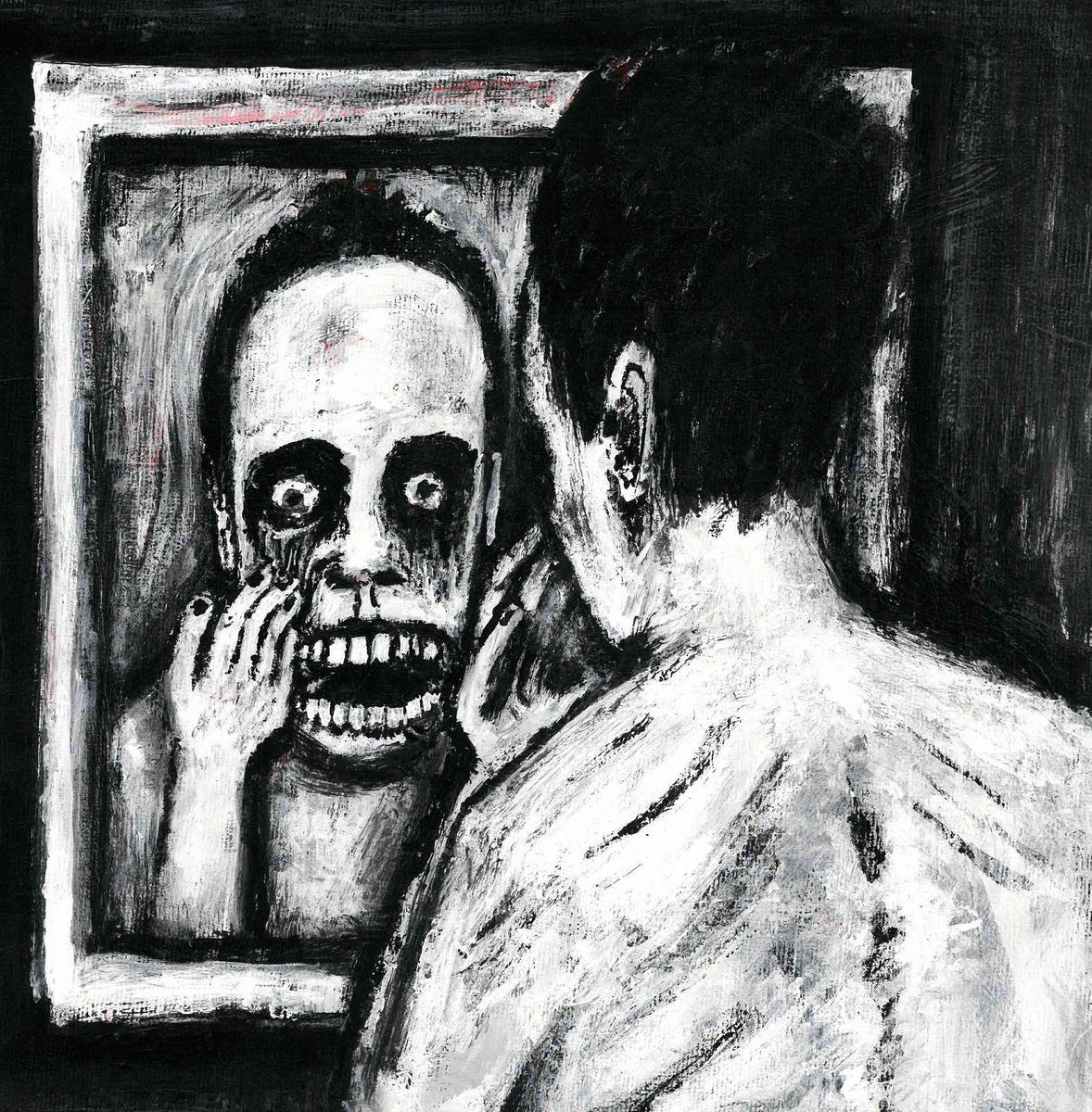 vaxolang's tweet photo. Looking in the Mirror 
Acrylic painting on canvas 
Size 23x23 cm https://t.co/Tj5T2xOQlX
