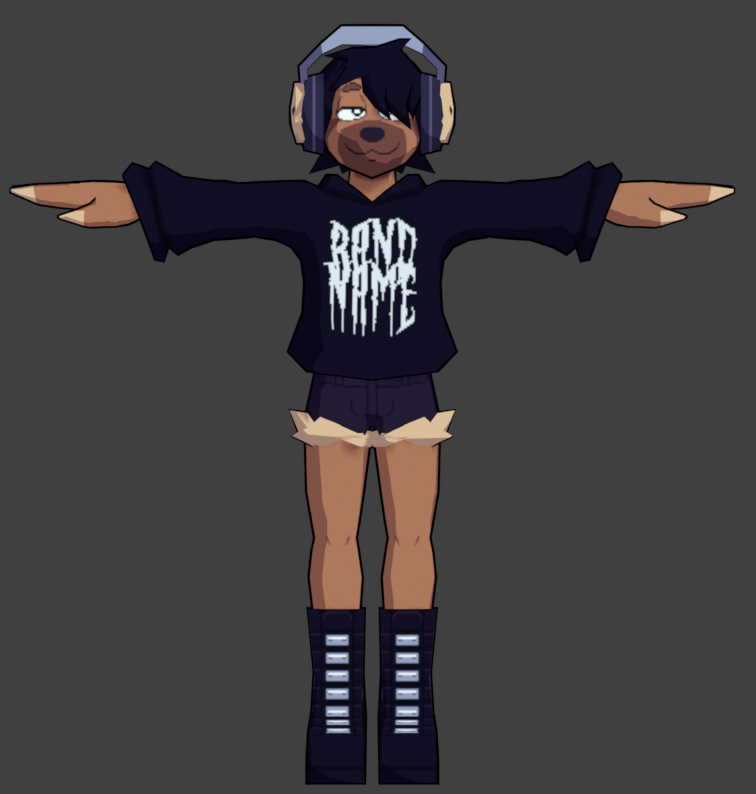 watchfulwrocket's tweet photo. Using Jet Set Radio 1's model style as a vague jumping off point to practice some modeling.😄

Learning Blender was not on my bingo sheet for this year. I'll see you all in five more years once I manage to make it through the psychic damage of figuring out how to rig/animate. lol https://t.co/gtbZAcyevM