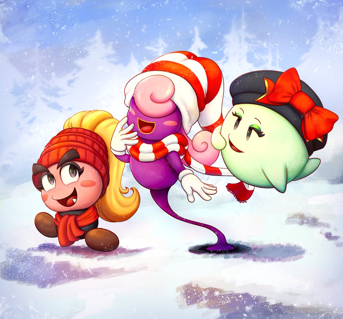 StarshipXNaut's tweet photo. Paper Mario girls on a stroll! #papermario https://t.co/1YsUlpKWbH