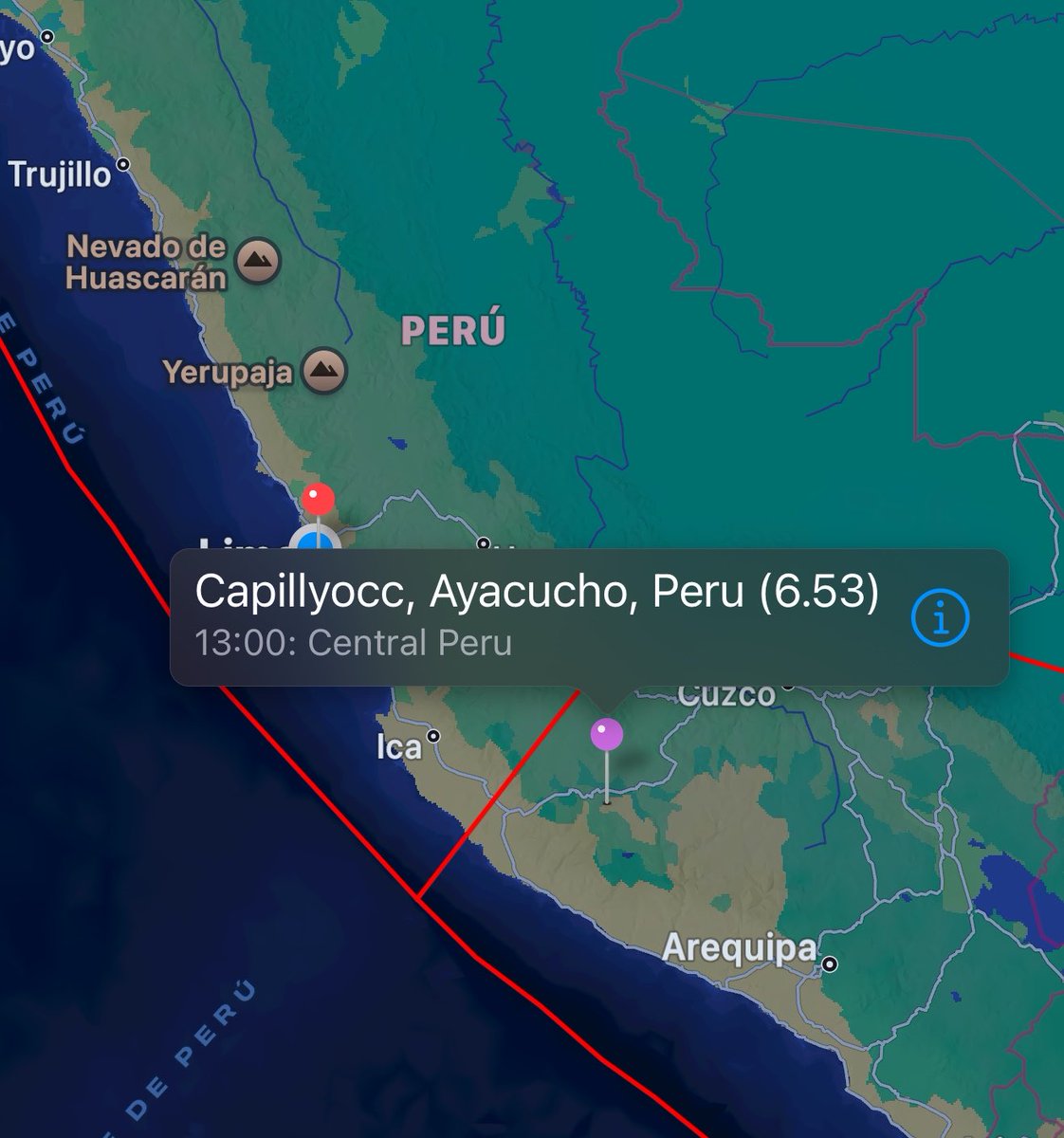 ClimaPeruMundo's tweet photo. Aparentemente hubieron dos temblores en simultaneo Lima y otro por Ayacucho - Arequipa de 6.5 magnitud. @igp_peru que dice❓#Temblor #Sismo #Peru #Cusco https://t.co/eik3paRsp7
