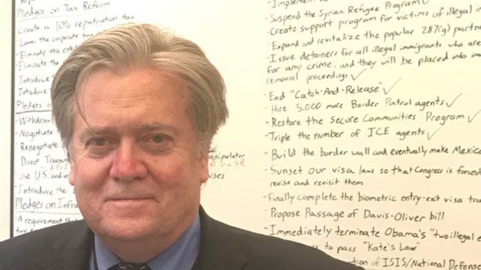 ScottZPatriot's tweet photo. Enlarge and read the checklist over Bannon's shoulder.

Factor in that this pic was posted in the spring of '17; reconcile on what's in the news nine years later...

Let that sink in. https://t.co/8lAqaKKhaf