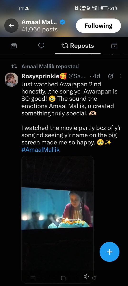 Sad87987's tweet photo. Thank you so much, Amlu, for reposting my tweet! 🥹❤️ I’m SO happy and still can’t get over it! Love you endlessly. 🫶🏻✨ And honestly, I still can’t get over yeh Awarapan the song, the emotions, the whole vibe! You’ve created something so special. ❤️‍🔥🎶 #AmaalMallik #Awarapan https://t.co/HyC5MSO5FW