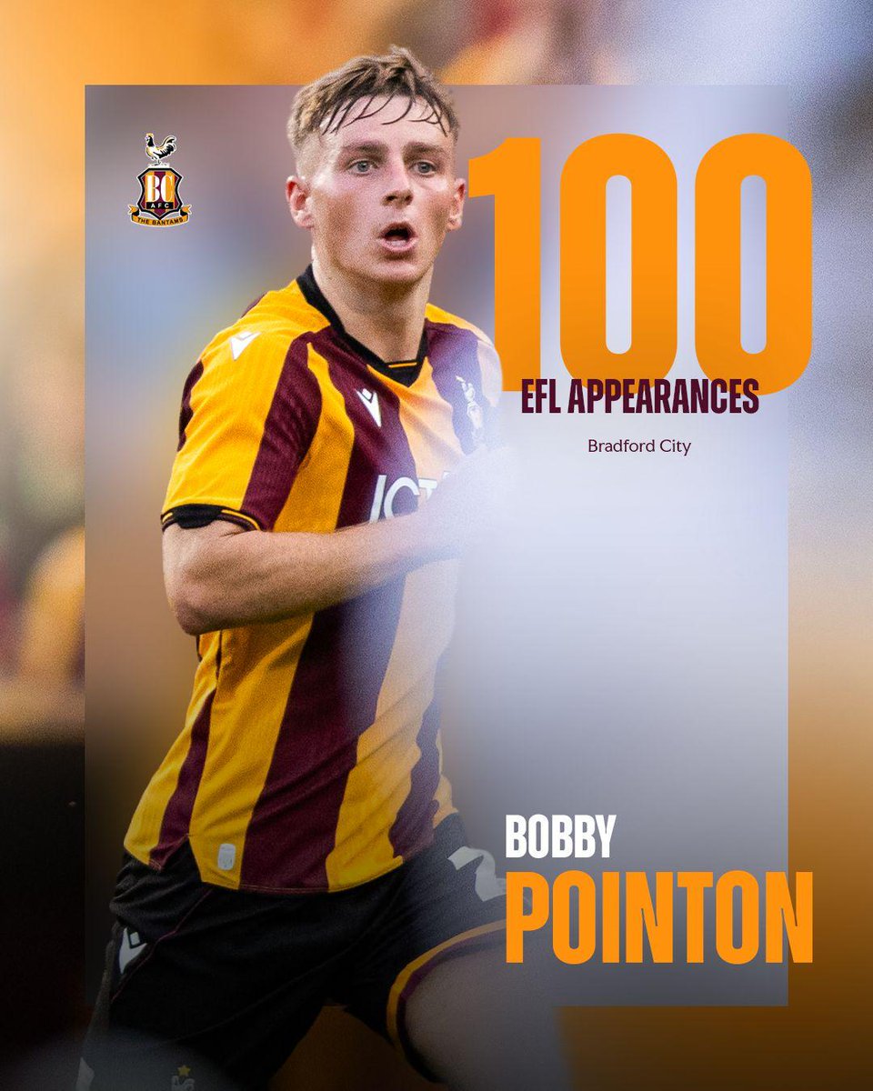 officialbantams's tweet photo. 100 not out in the EFL for one of our own! 🤩

Congratulations on a landmark evening, Bobby. 👏

#BCAFC https://t.co/evvm1WjqRu