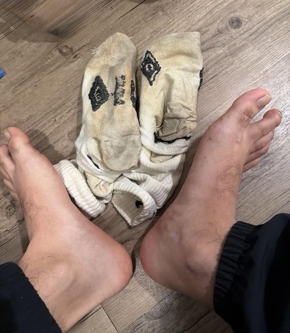 gios311's tweet photo. Rewearing these to stink them back up 😈 thanks to @boyracersw for the Umbria socks, I’ve taken good care of them no? #dirtywhitesocks #alphasocks https://t.co/SgSw2aQ1Hz