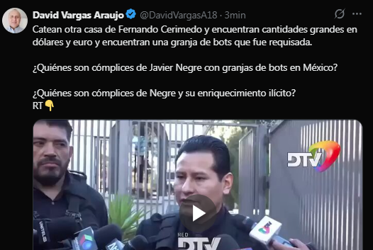 CuatroTeitor's tweet photo. @El_Prensero Sí lo ubicamos. Acá en México tenemos a su socio @javiernegre10. Lo tenemos bien ubicado. Trabaja con los partidos de derecha y con @RicardoBSalinas para golpear al gobierno. Deberían investigarlo también. https://t.co/vk0Hg7f0zk