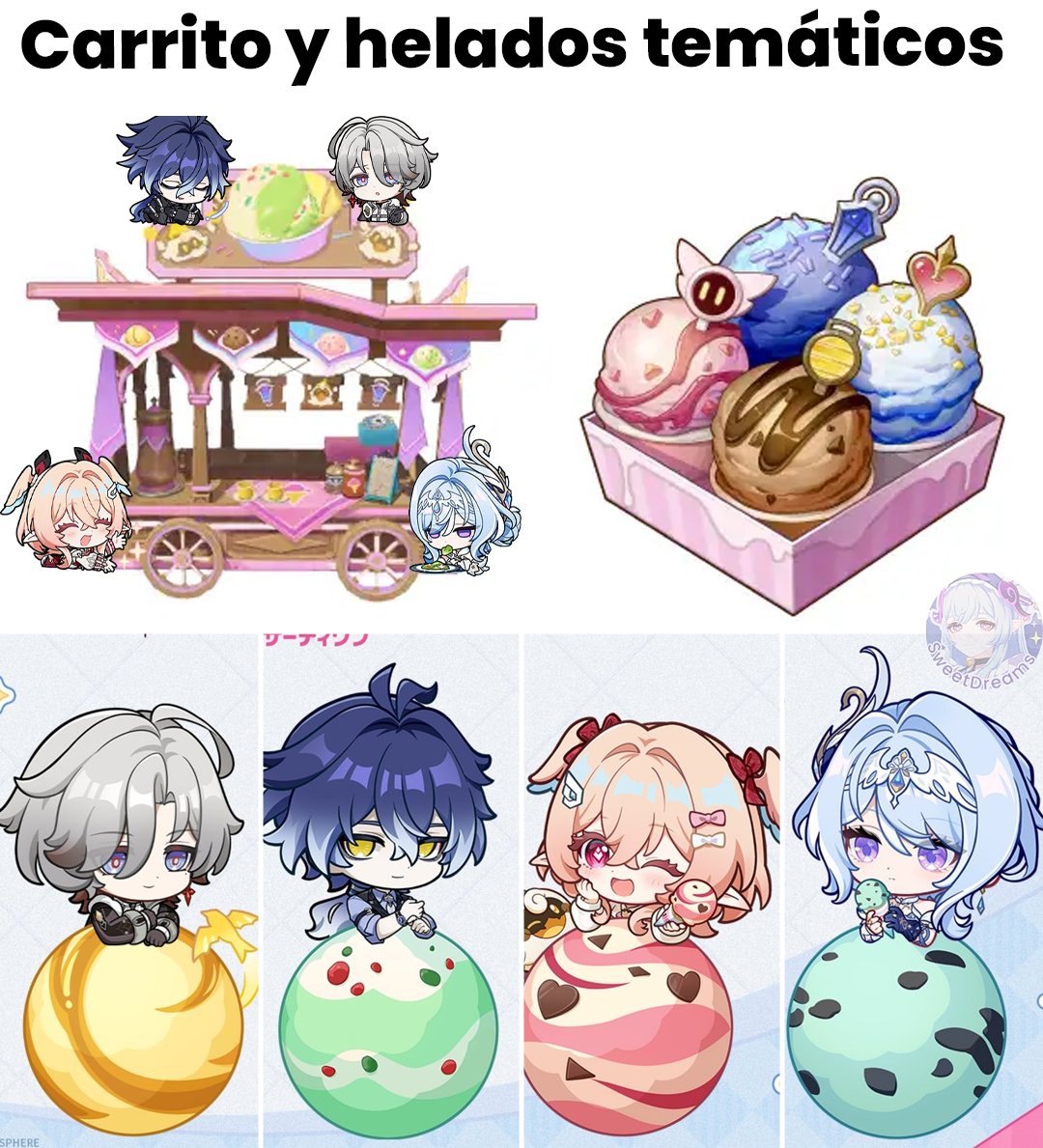 Dreams5weet's tweet photo. Se me hace lindo que cada uno tenga su propia representación oficial en forma de helado 🍨

#GenshinImpact #原神 #Flins #Illuga #Odette #Linnea https://t.co/PnL6ZEW73d