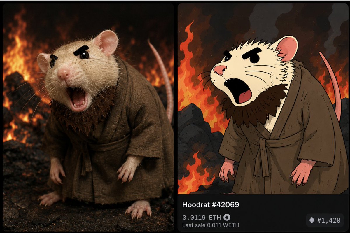 JeanoPlo's tweet photo. 2 GIVEAWAY "Hood Rat Dumpster Club"
@hrdumpsterclub
--> repost + like + comment a "ratification"  Here's the game "ratification" You need to show me the best pic of a rat &amp; it's NFT version. The 2 winners with the best memes win in 24 hours a giveaway from me : 1 hood for each. https://t.co/3EfbYoRrku