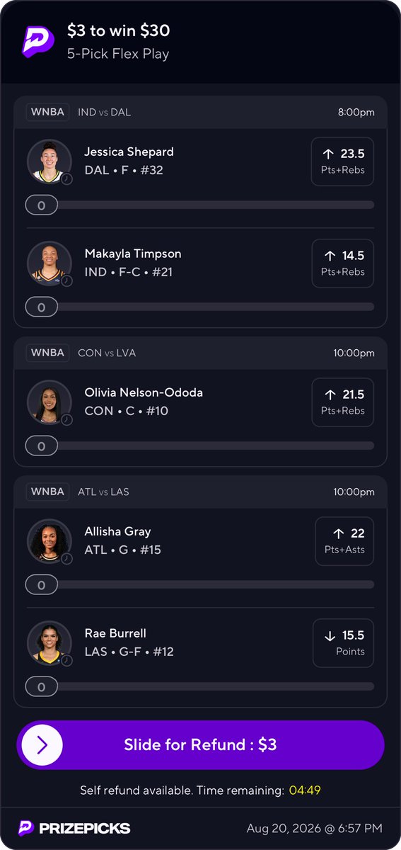 selfmadelyfetv's tweet photo. This lineup was sent straight to the subscribers before anybody else ππ₯
Weβre LOCKED IN tonight π°π―
#WNBA #WNBABets #WNBAFantasy #PrizePicks #PrizePicksPicks #SportsBetting #BettingTwitter #BettingX #NBA #NFL #MLB #SportsPicks #BettingCommunity #GamblingTwitter https://t.co/I23qjXJQve