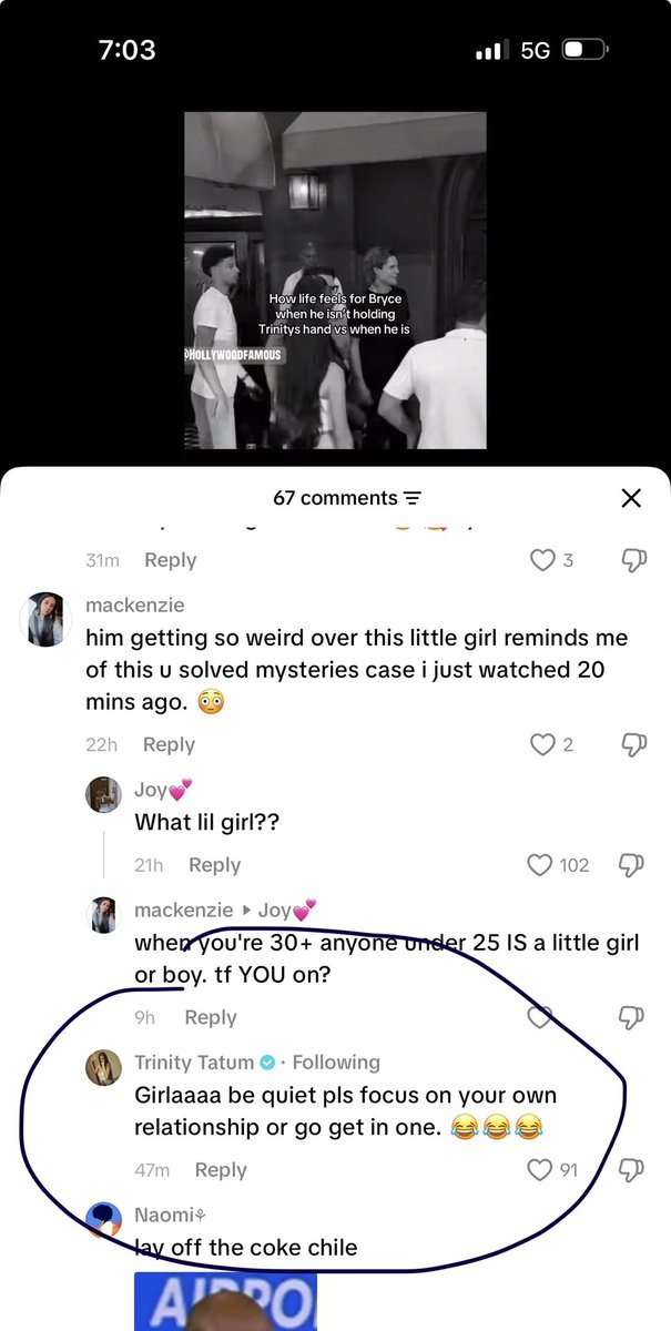 SkyRick0fms's tweet photo. Trinity claps back to a comment about her relationship  #brinity https://t.co/wSdSoW3nmV