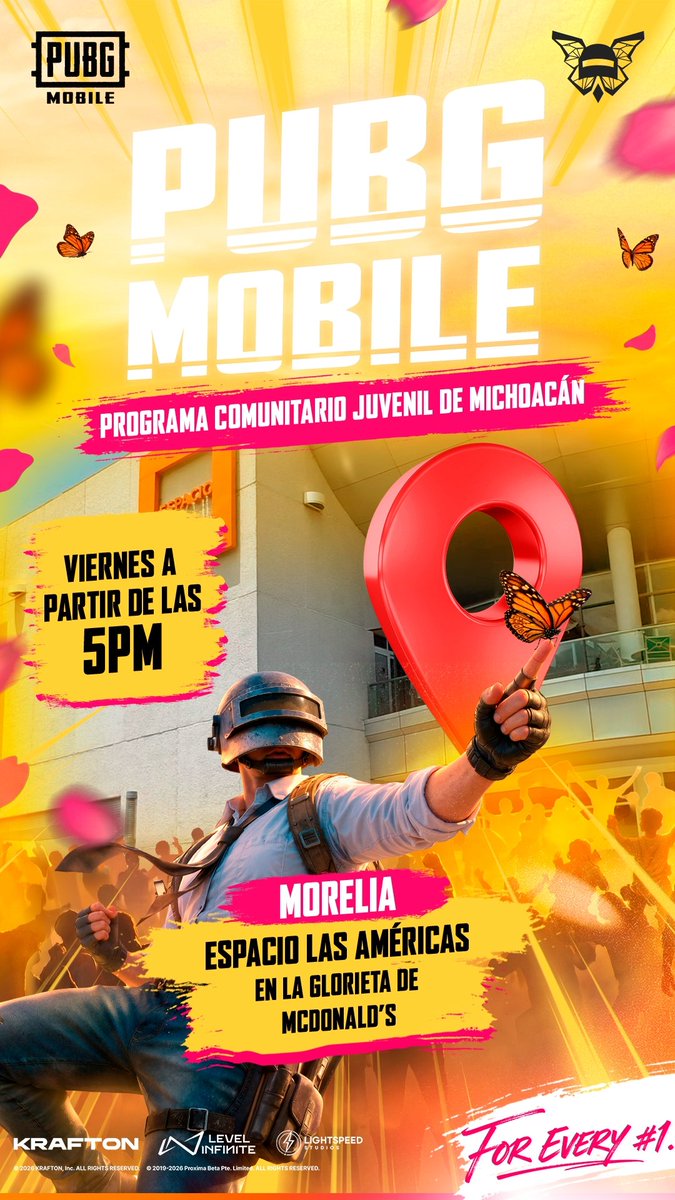 MoreliaGaming's tweet photo. 📍 ESPACIO LAS AMÉRICAS 🎮🏆

Atención Morelia, NUEVA SEDE - PUBG Mobile Championship 2026, cada Viernes a partir de las 5:00 P.M.

Invita a tus Amigos, participen TOTALMENTE GRATIS y demuestren sus habilidades para Ganar en PUBG Mobile 📱🪭

Prepárate para la Competencia en Espacio Las Américas 🏆

✅ ¡REGÍSTRATE AHORA!
https://t.co/L5msXsq2LN

¡NO FALTES, TE ESPERAMOS! 🫵🏻

#TorneoGaming #PUBGMobile #Morelia #JaloAlGaming #Gaming #Esports #PUBGM #IJUMICH #erremedia #SomosGaming #México #PUGBLATAM