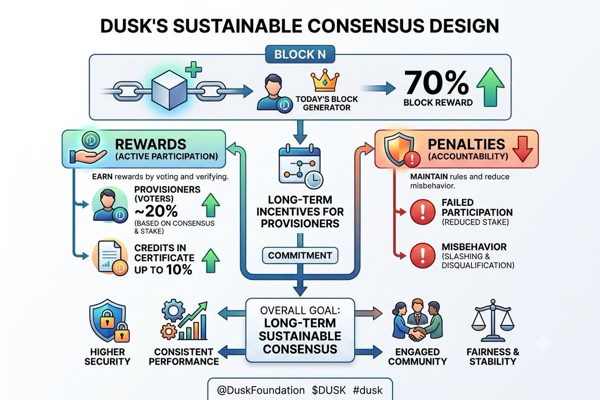 hoorbutt55's tweet photo. #dusk’s consensus design is not only about rewarding today’s block generator. It is about keeping provisioners active through rewards, penalties and long-term participation. @DuskFoundation $DUSK #dusk https://t.co/iK2bmvsbsw