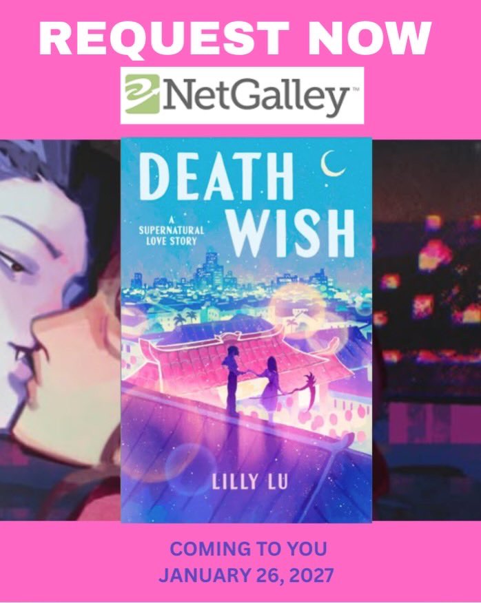 LillyLuWrites's tweet photo. My supernatural sapphic debut, DEATH WISH, is now available to request on #netgalley!!! 😍🏳️‍🌈💗 cannot wait for you to meet Amory and Clem, a grim reaper looking for purpose and a vampire looking to move on… https://t.co/1t4ZKNkkoY