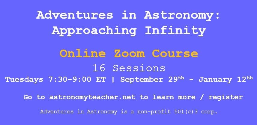 SkyandTelescope's tweet photo. Looking for a way to learn astronomy? Check out this virtual astronomy course, it gets great reviews and is easy to follow. To learn more and to register visit https://t.co/4NPxnlUyvl.
.
.
This message is from a trusted S&T partner.
#astronomy #onlineclass #astronomyclass https://t.co/AZ4WdZu7bA
