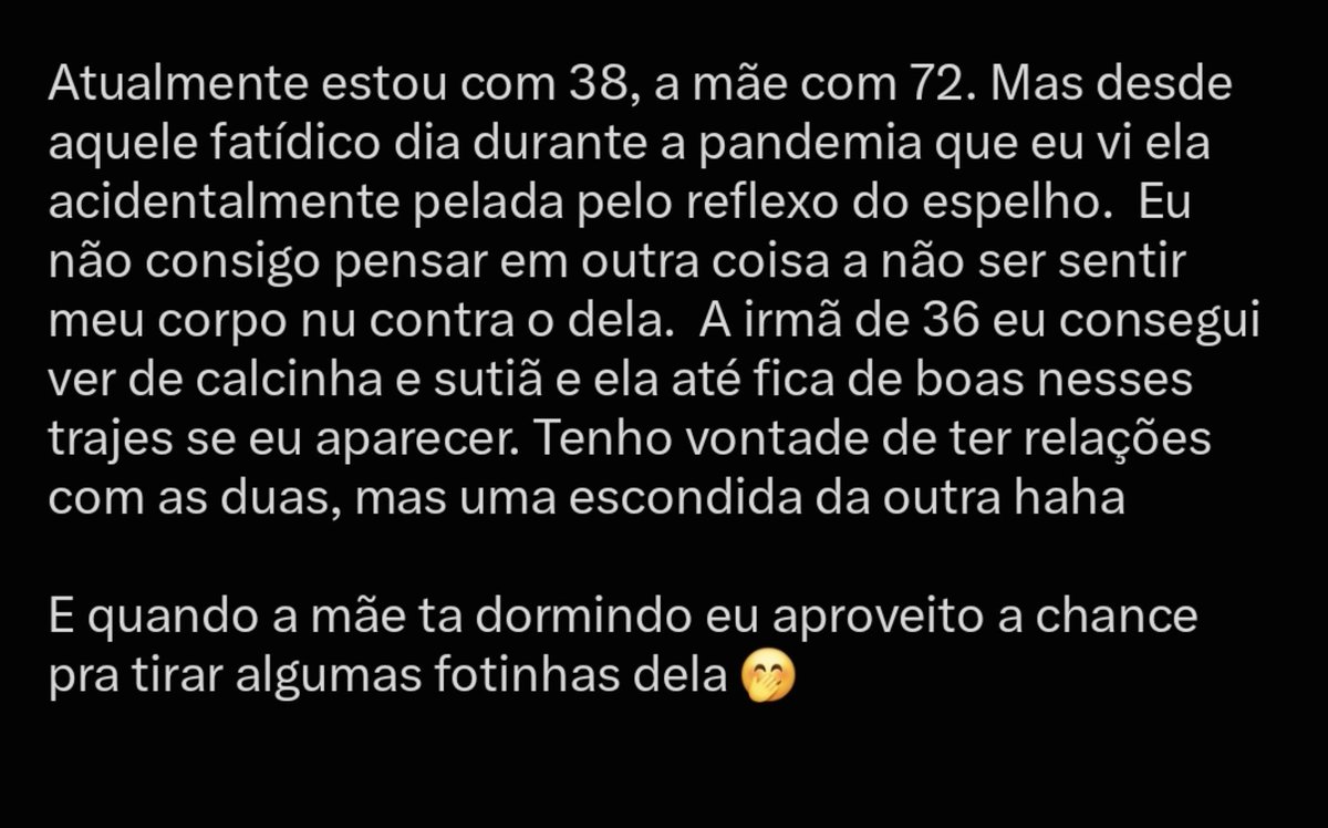 RiqueOtal's tweet photo. Relato de incesto na DM:
"desde do dia que via minha mãe pelada eu não paro de pensar em sentir meu corpo nu contra o dela..."
#incesto #incest https://t.co/ufSmCyeIAN