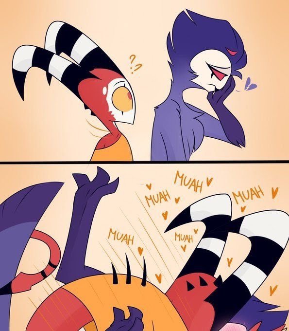 Mathew_drones's tweet photo. Bro was NOT ready for that much affection 😂💜❤️‍🔥

#HelluvaBoss #Blitzo #Stolas #FanArt #HelluvaBossFanart #FunnyArt #DigitalArt https://t.co/zsYohW2mle