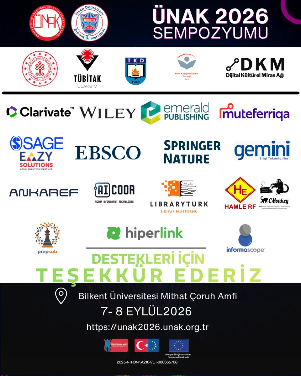 unaksocial's tweet photo. Değerli meslektaşlarımız ve sevgili paydaşlarımız,
ÜNAK 2026 Sempozyumuna günler kaldı. 
Sempozyuma katılım için kayıtlar devam etmektedir.
https://t.co/1GrnFWyLPo
Not: Bilkent Kampüsüne girişte sıkıntı yaşamamak için lütfen kayıt olmayı unutmayınız.
ÜNAK 2026 da Görüşmek üzere.! https://t.co/4OirbgRTbC
