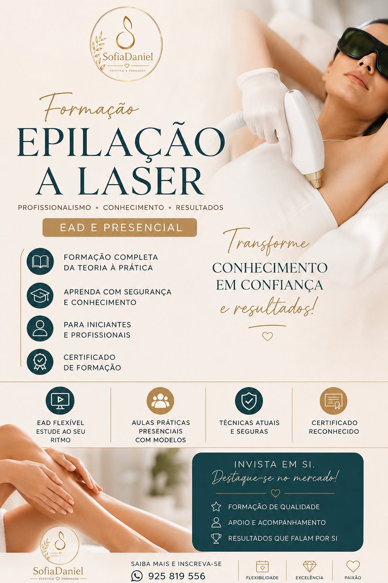 SofiaDanielBele's tweet photo. ✨ Torne-se profissional em Epilaçao a Laser! Formação completa, disponível em EAD e presencial, da teoria à prática. 🎓✨
📲 Informações e inscrições: 925 819 556
#epilacaoalaser #formacao #estetica #formacaoprofissional #ead https://t.co/RxwzGJIRHt