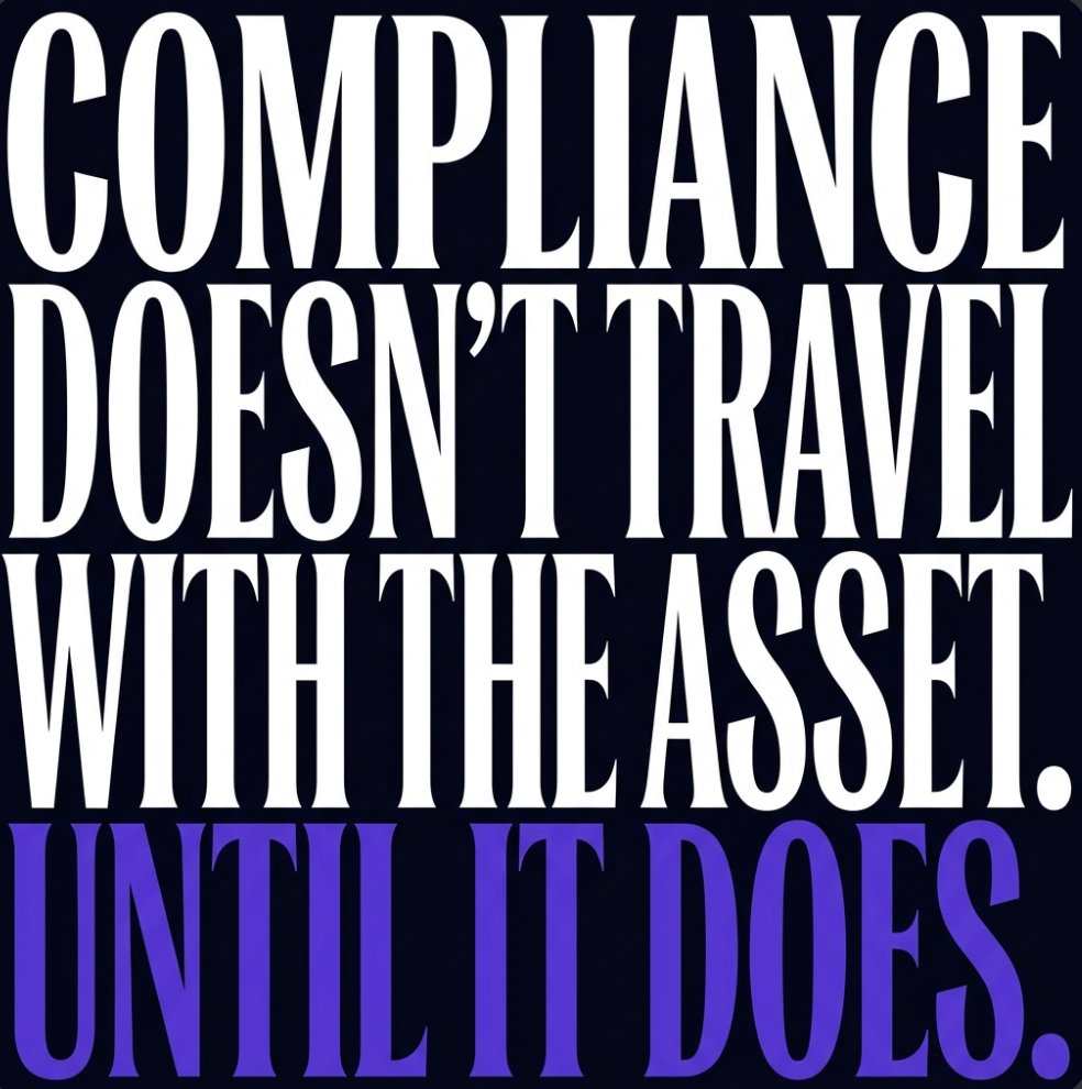 KresusOfficial's tweet photo. Compliance doesn't travel with the asset. / Until it does. https://t.co/cpwudAZRPA