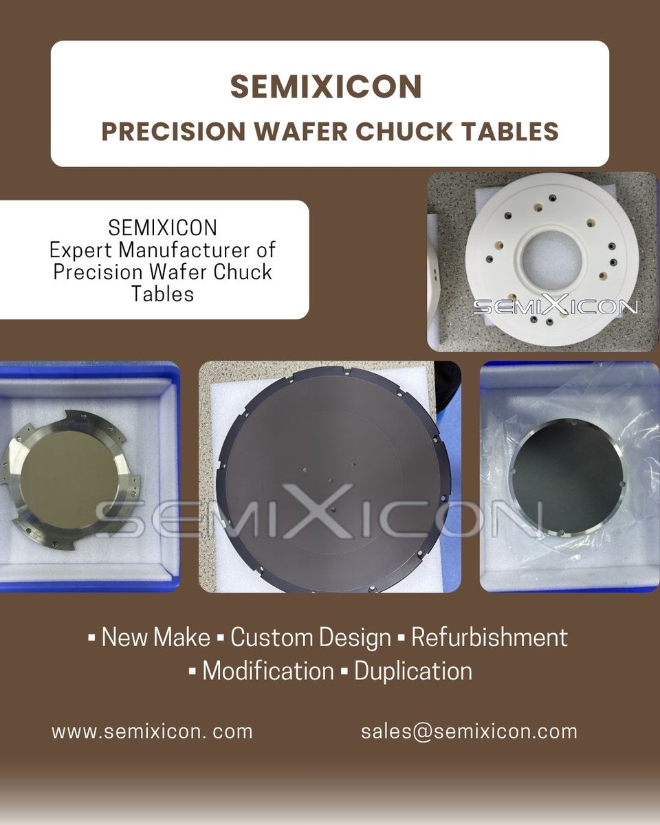 AdrianZhang568's tweet photo. SEMIXICON Precision Wafer Chuck Tables
https://t.co/xGVjtW9lcJ
#WaferChuck #WaferChuckTable #VacuumChuck #VacuumChuckTable #PorousCeramicChuck #PorousVacuumChuck #CeramicChuck #SemiconductorChuck #WaferGrindingChuck #WaferThinningChuck #WaferDicingChuck #WaferInspectionChuck https://t.co/NAcwRTST2o