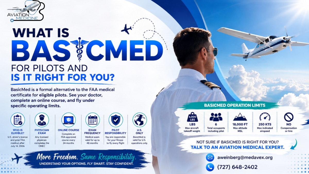 AvMedOfficial's tweet photo. Is Basic Med right for you?

BasicMed may offer eligible pilots an alternative to a current FAA medical certificate, with specific requirements and operating limits.

Talk to an Aviation Medical Expert.

📞 (727) 648-2402
���https://t.co/N5ZeehU5j3

#BasicMed #AviationMedicine https://t.co/2ewqcSjn1d