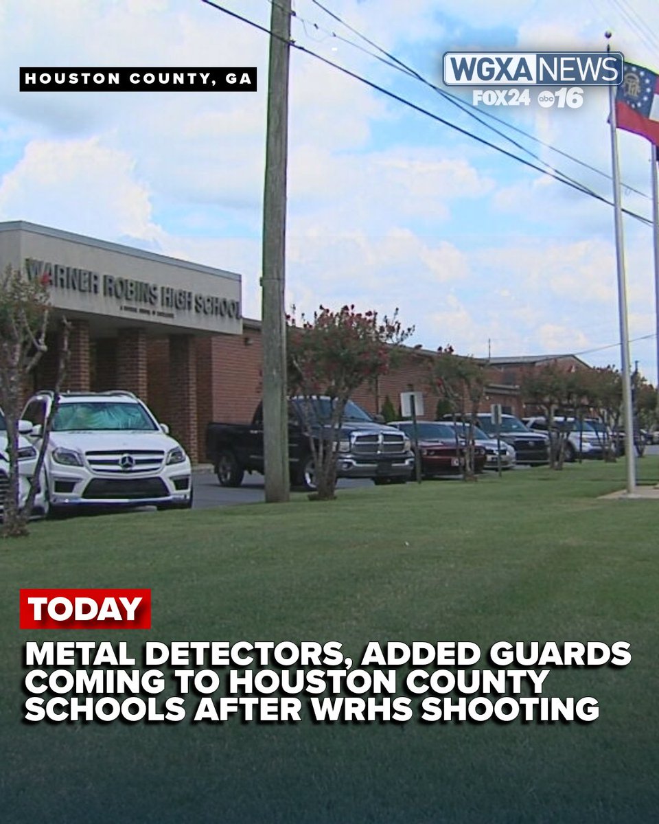 WGXAnews's tweet photo. Houston County Schools are introducing metal detectors and added security guards to all middle and high schools, stadiums and competition gyms after the recent WRHS shooting.
READ MORE | https://t.co/3I0vF9p6Rj
#WarnerRobins #HoustonCounty #Safety #WGXA https://t.co/Eoy2Hu9oGW