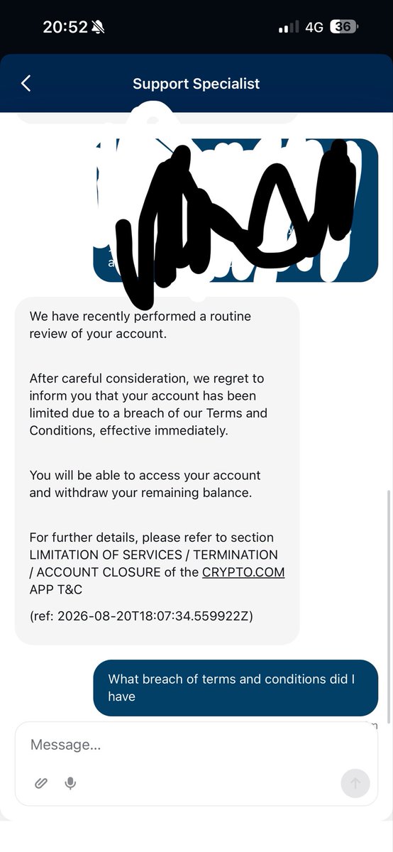 LONGLIVEJTHO's tweet photo. @cryptocom suspended my account for no reason, I never breached any terms and conditions, been https://t.co/0cMkcrEi73 for years

Never again

I would recommend not to use this app as a exchange https://t.co/UokPxyo0dA