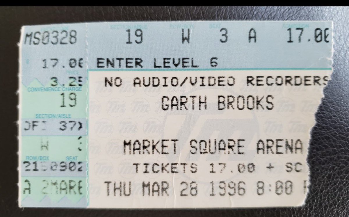 mjperry12's tweet photo. This is my ticket from 30 years ago! It isn’t Market Square Arena, but it IS @garthbrooks in Indy tonight! This school teacher is on her way after school from Cleveland! I just need traffic to cooperate! https://t.co/GFcQU9Foq8