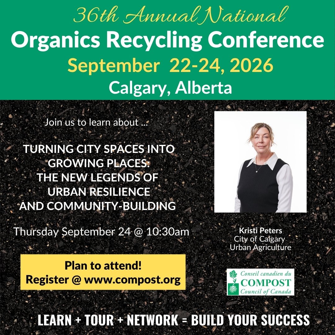 CompostCanada's tweet photo. Calgary’s Kristi Peters is helping build a resilient food system through community gardening. At our Organics Recycling Conference, Sept. 22–24, she’ll share how communities are creating growing spaces for food security &amp; climate change. Register here: https://t.co/poxAmknsAS https://t.co/6AQQL0ywA5