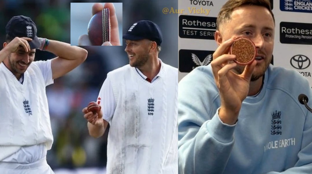 camshubham's tweet photo. Two five-wicket hauls. One match ball. 🤯

Ollie Robinson and Josh Tongue both took 5 wickets against Pakistan.

So who gets the ball?

England’s support staff found the only fair solution:

Cut it in half.

Half for Robinson.
Half for Tongue.

#cricket #eng #icc #pak https://t.co/l7UKn98YtP