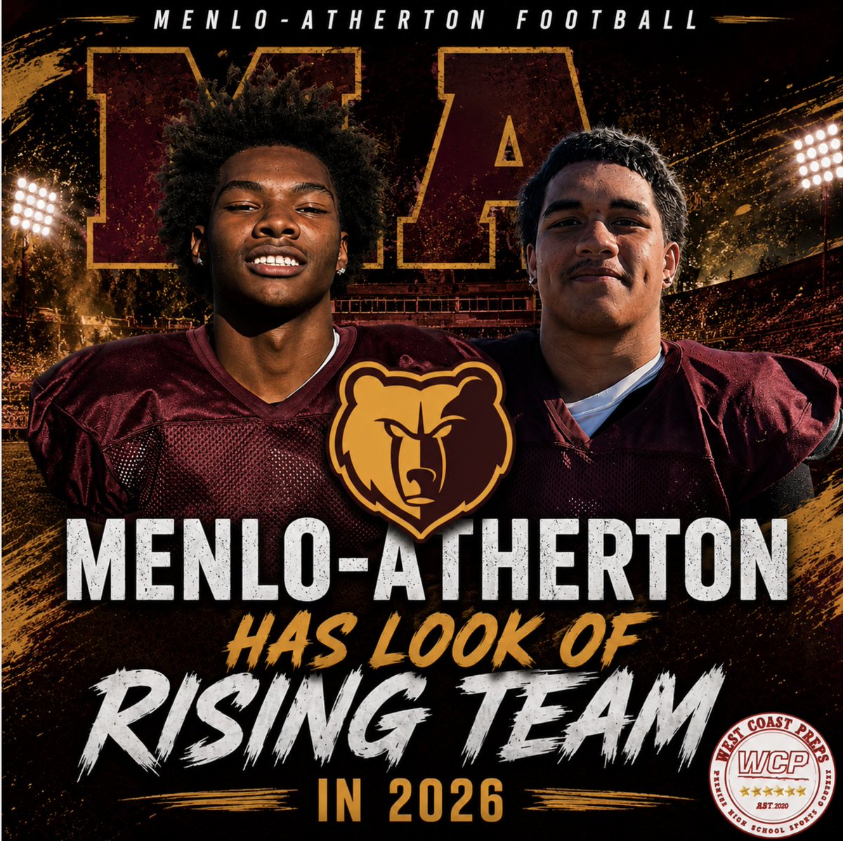 westcoastpreps_'s tweet photo. Menlo-Atherton has that look 🐻🏈

The Bears caught fire in the postseason last year, rattling off three straight wins to win the CCS crown.

New faces are emerging, and the Bears are ready to rise again.

Story: https://t.co/3UWJlXBqwQ https://t.co/Iy9PWc5EUd