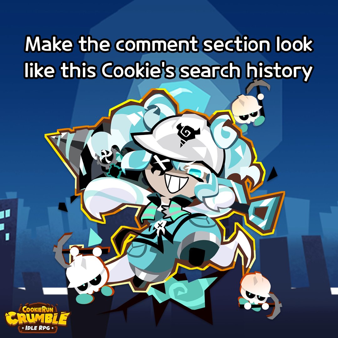 CRCrumbleEN's tweet photo. Oh to understand the great Cookie minds... what could Cool Mint Cookie be looking up? 👀
#CookieRun #CookieRunCrumble #CoolMintCookie https://t.co/UFqVJXux4v