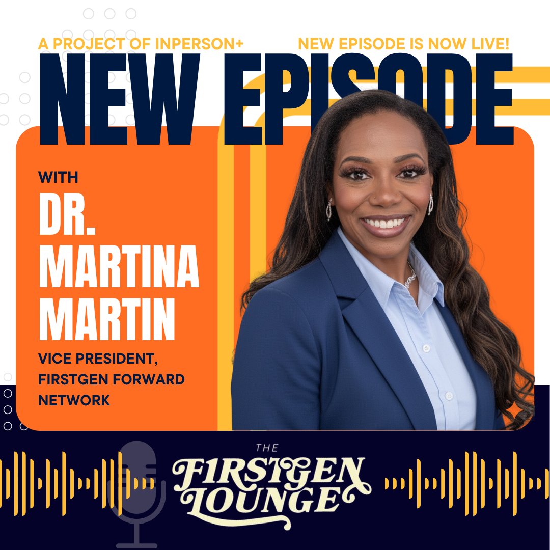 FirstgenForward's tweet photo. "I did not realize I was a first-generation college student until I was 28 years old."​ -Dr. Martina Martin, VP of the FirstGen Forward Network. Dr. Martin discusses the first-gen experience, on the podcast "The First-Gen Lounge." Listen now: https://t.co/7oJrcjeXeW https://t.co/SxmWEK95b2