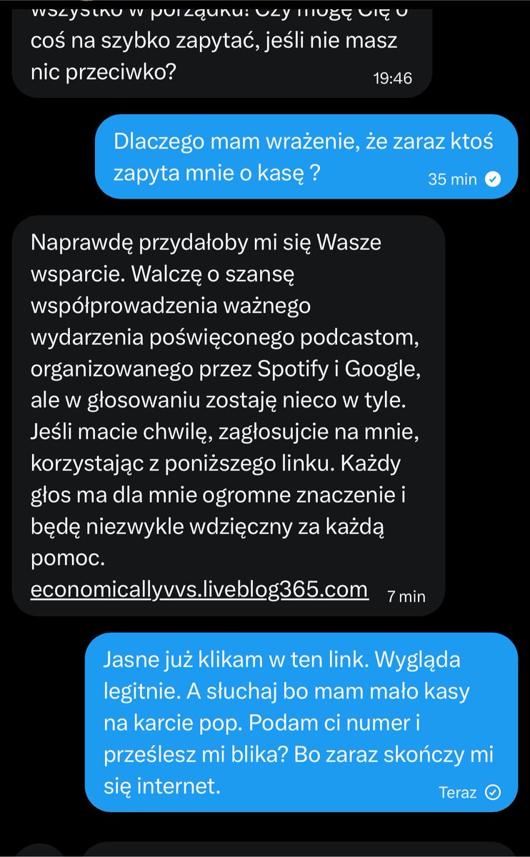 Ten_Psycholog's tweet photo. UWAGA ‼️ Kolejny scam. Roześlijcie kochani i może kogoś uchronimy‼️

Ps. Nie idzie moją drogą i nie róbcie sobie heheszków 🤣🤣 https://t.co/Bjcrd1zAPm