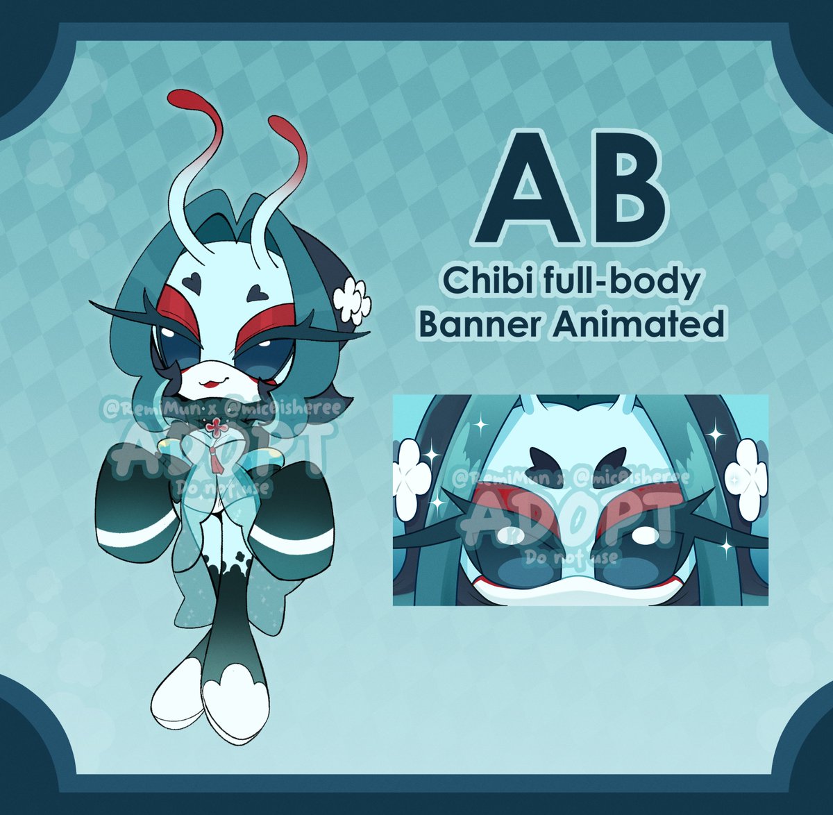 mic0isheree's tweet photo. 🌀✨ Void Teal Mantis ✨🌀
Sonic Adoptable!

Adoptable Auction
SB: $100 USD
MB: $5 USD
AB: $280 USD

If you’re not familiar with YCHs, feel free to DM me with your bid!

Collab with: @RemiMun
#adoptables #adopt #sonic https://t.co/htRZr62QKx