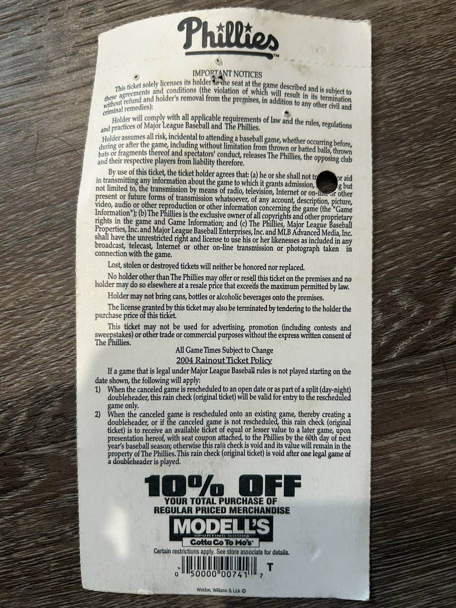TimKellySports's tweet photo. You used to be able to get a ticket to a ballgame AND 10% off at Modell’s. https://t.co/qLz3yf3qAa