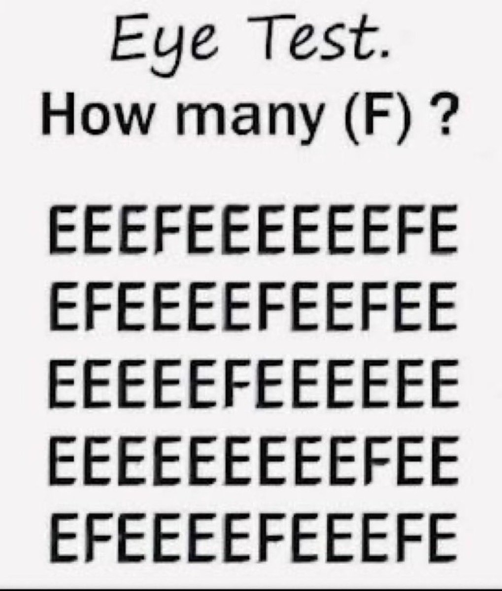 Commentarystef's tweet photo. Eye test 👁️ 

How many (F) can you see https://t.co/aC7eTOUqnq