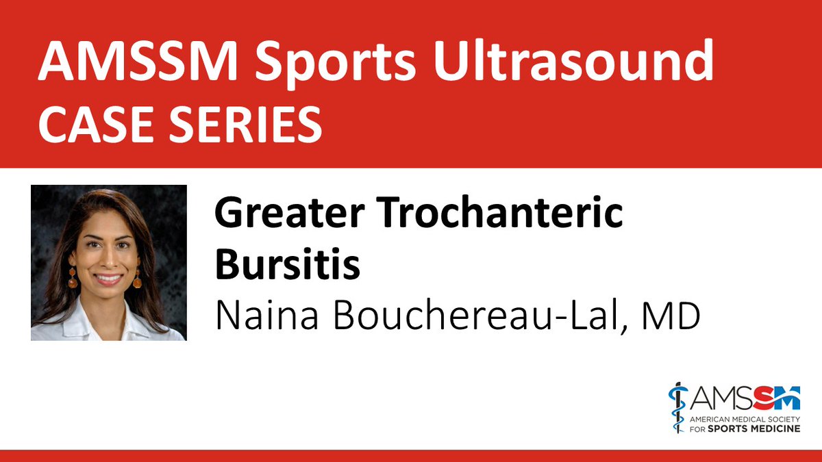 TheAMSSM's tweet photo. 🚨 Remember to join Dr. Naina Bouchereau-Lal tomorrow morning at 8:30 am ET for an AMSSM #SportsUltrasound Case Presentation on Greater Trochanteric Bursitis.

🔗 Find the link to join here: https://t.co/eVwzxi82vT https://t.co/xKEi9x6wHA