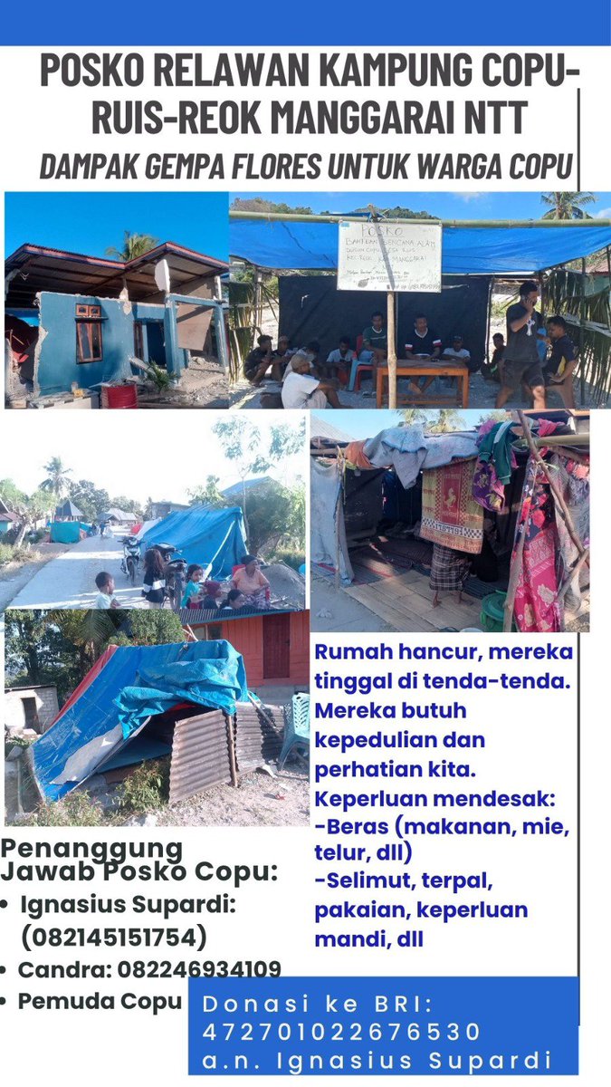 ini_lidi's tweet photo. Info dari temen, bantuan untuk daerah yang ada di pedalaman. 
#Flores #gempa https://t.co/13y1pJB7TT