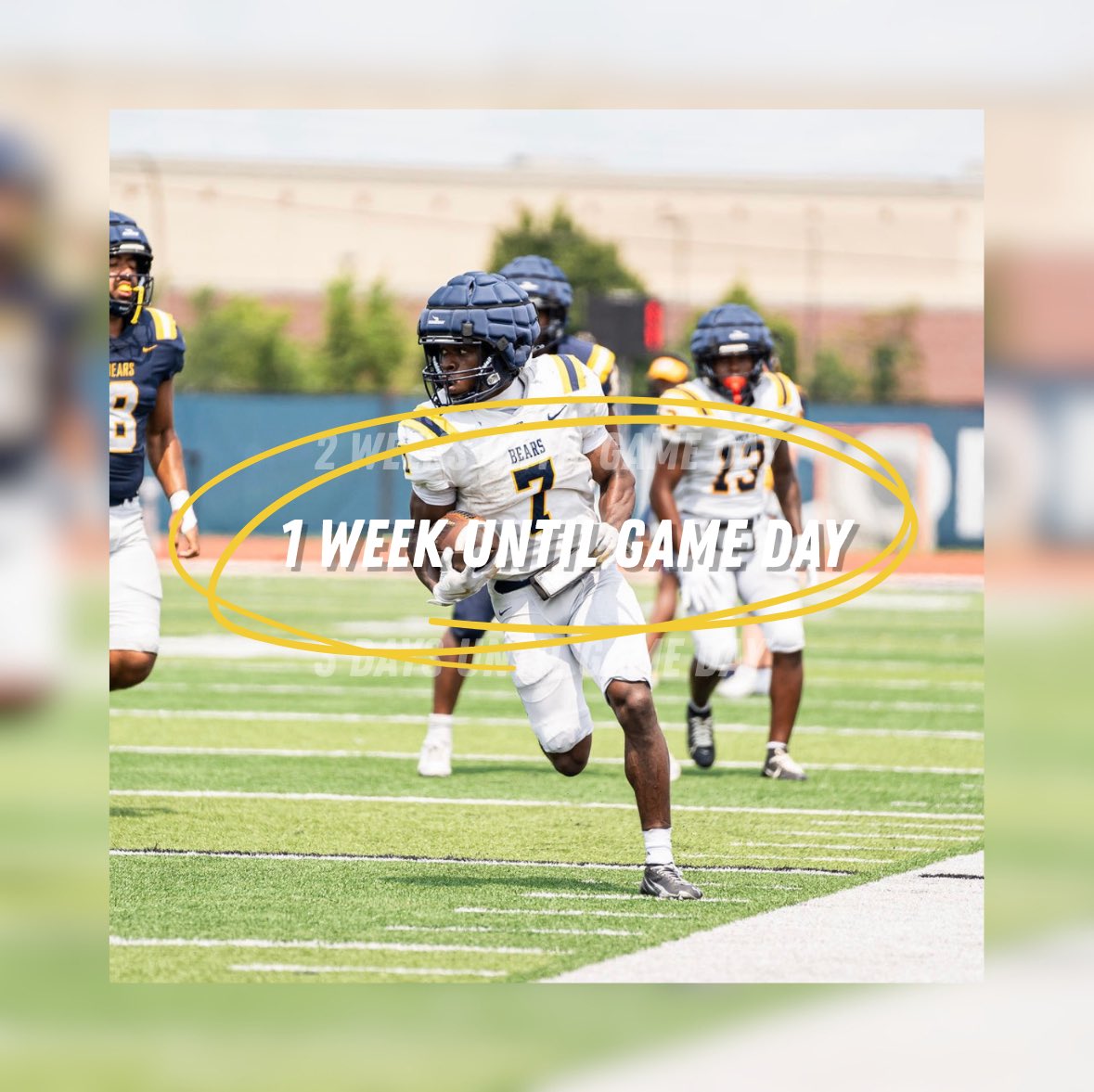 CSPBearsFB's tweet photo. Clear your schedule 7 days until the CSP Bears hit the field! 🐻

#Gobears #1Week #CSPfootball https://t.co/TrAVOftLEL