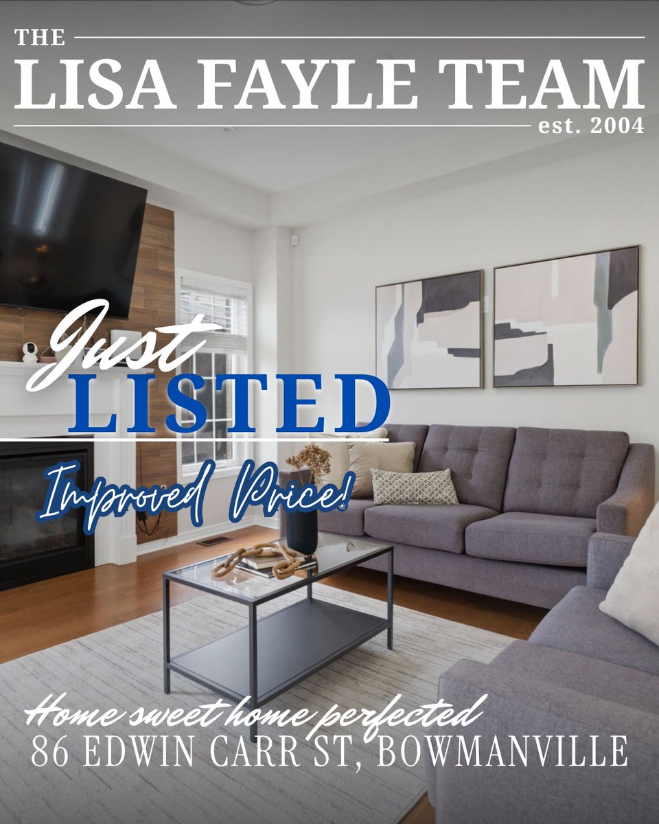 lisafayle's tweet photo. 💥IMPROVED PRICE💥
📍86 Edwin Carr St, Bowmanville📍

✨ Premium Corner Lot in the Desirable Northglen Community! ✨
Welcome to this beautifully maintained 4-bedroom family home offering stylish finishes, a fantastic layout, and an incredible location just steps from Northglen Orchard Public School 🏡🌳

🏡 Main Features:
• 4 Bedrooms & 3 Bathrooms
• Bright open-concept living & dining areas with hardwood flooring
• Cozy gas fireplace in the spacious living room
• Freshly painted throughout
• Abundance of natural light from oversized windows

🍽️ Kitchen Features:
• Stunning kitchen with granite countertops
• Large centre island with bar seating
• Gas stove & stainless steel appliances
• Built-in pantry & extensive cabinetry
• Walkout to backyard deck for easy entertaining

🛏️ Upstairs Retreat:
• Spacious primary bedroom with walk-in closet
• Beautiful ensuite with double vanity
• Convenient second-floor laundry room

🌿 Outdoor Features:
• Premium corner lot
• Large deck & gazebo perfect for entertaining
• Two-car garage with MyQ smart openers
• Exterior pot lights controlled through Amazon Alexa

🚘 Bonus Features:
• Steps to Northglen Orchard Public School
• Close to parks, shopping & amenities
• Easy access to commuter routes
• Move-in ready in one of Bowmanville's most sought-after neighbourhoods

💫 Why You’ll Love It:
This home checks all the boxes—premium corner lot, stunning kitchen, spacious family layout, and an unbeatable Northglen location. Perfect for growing families looking for style, comfort, and convenience all in one place.

📸 CLICK LINK BELOW FOR MORE PICTURES!
https://t.co/iOHR2yLYJ9

Thinking of a Sale? Call Lisa Fayle 📲 905-655-9353
🏆 Durham Region’s #1 RE/MAX Agent!

#thelisafayleteam #durhamrealestate #durhamregion #bowmanville #courtice #oshawa #whitby #ajax #pickering #gtahomes #forsale #justlisted #inlawsuite #multigenerationalliving