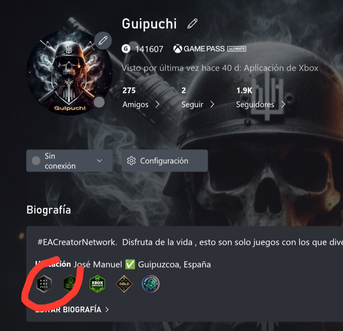 guipuchi70's tweet photo. Amigos de @Xbox_Spain  ya nos han puesto en el perfil el logro Day One 2013 !!!. Gracias !! https://t.co/qvPOBociAj