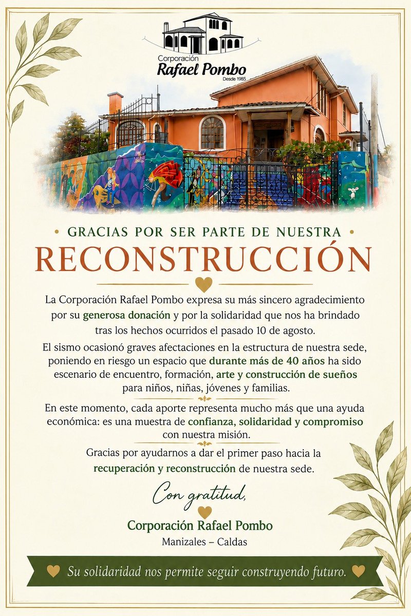 mambre61's tweet photo. Corporación Rafael Pombo
Manizales. https://t.co/276cPXDi15