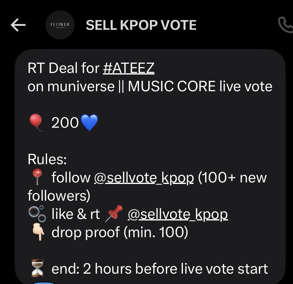 AteezVanguard's tweet photo. 5️⃣ RT Deal for #ATEEZ
on muniverse || MUSIC CORE live vote

🎈 200💙

Rules:
📍 follow @sellvote_kpop (100+ new followers)
🫧 like &amp; rt 📌 @sellvote_kpop 
👇🏻 drop proof (min. 100) 

⏳ end: 2 hours before live vote start ‼️ https://t.co/UvxZfaZJJh