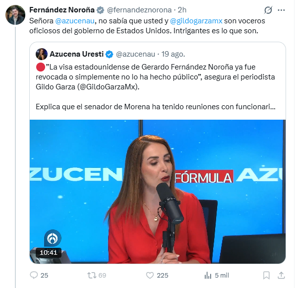 GildoGarzaMx's tweet photo. 🟥#México | @fernandeznorona mucho ladrido contra mi compañera @azucenau y contra mí, pero de lo importante, nada.
Conmigo te topas, Noroña. Mucho grito, mucha descalificación, pero sigues sin responder algo muy sencillo:

¿Tienes o no tienes visa estadounidense vigente?

Te la pongo fácil: yo te pago el vuelo a Nueva York. Si pasas migración, cierro públicamente el tema. Si no, ya sabremos por qué prefieres llamarnos “intrigantes” en lugar de contestar.
Contesta, cobarde. Tanto ruido para terminar comportándote como un empleadillo mediocre.