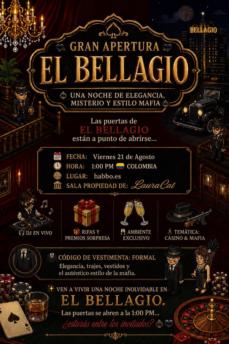 LauraCat04's tweet photo. ✨💫Están Tod@s formalmente invitados 🎰♣️♦️♠️ 💫✨@Habbo @ESHabbo https://t.co/K8rb2UpeqO