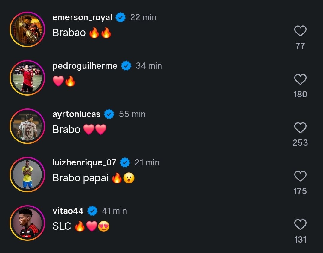 V1ctorzpx's tweet photo. 5 jogadores do flamengo comentaram na publicação do Samuel lino https://t.co/tV1BPR40as