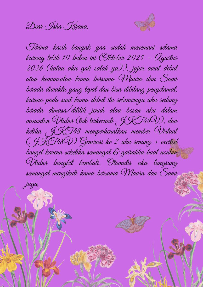 krab_dzulfikar's tweet photo. Haallloo @isha_jkt48v ini ada sesuatu buat kamu bisa dibaca selagi sempat aja alias sebisanya kamu aja, semoga kamu suka yaaโค๏ธ๐๐๐๐ฅฐ๐ค
#NotThatIMissYou #Hinds19ht #TerimaKasihJKT48V https://t.co/L4IZs9kFNx
