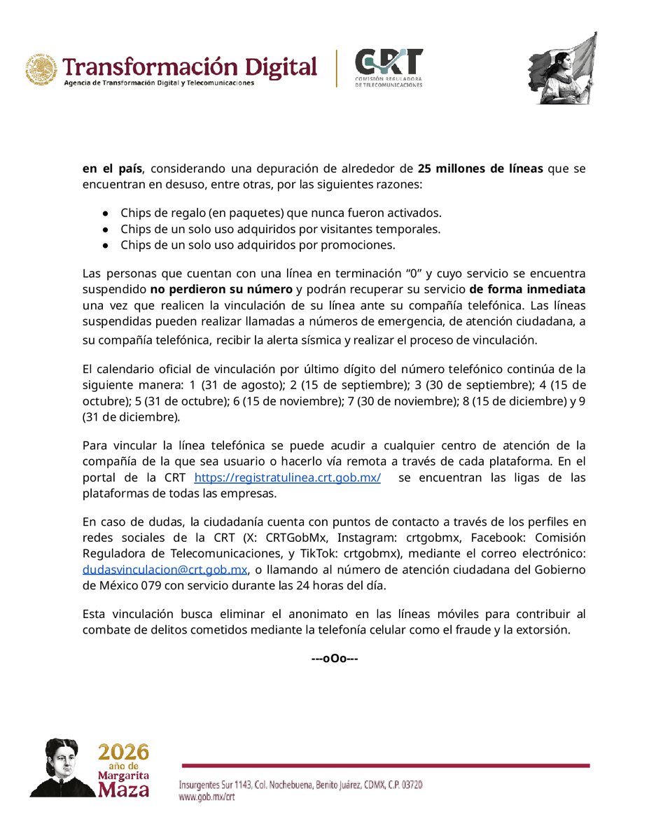CRTGobMX's tweet photo. #BoletínInformativo📣

Al 19 de agosto, se han vinculado 9 millones 675 mil 589 líneas con terminación “0”, equivalente al 78.9% del total de este bloque que se espera que se vinculen.

ℹ️ Consulta más información: https://t.co/H9OEvTcNFG https://t.co/nShwDy727A